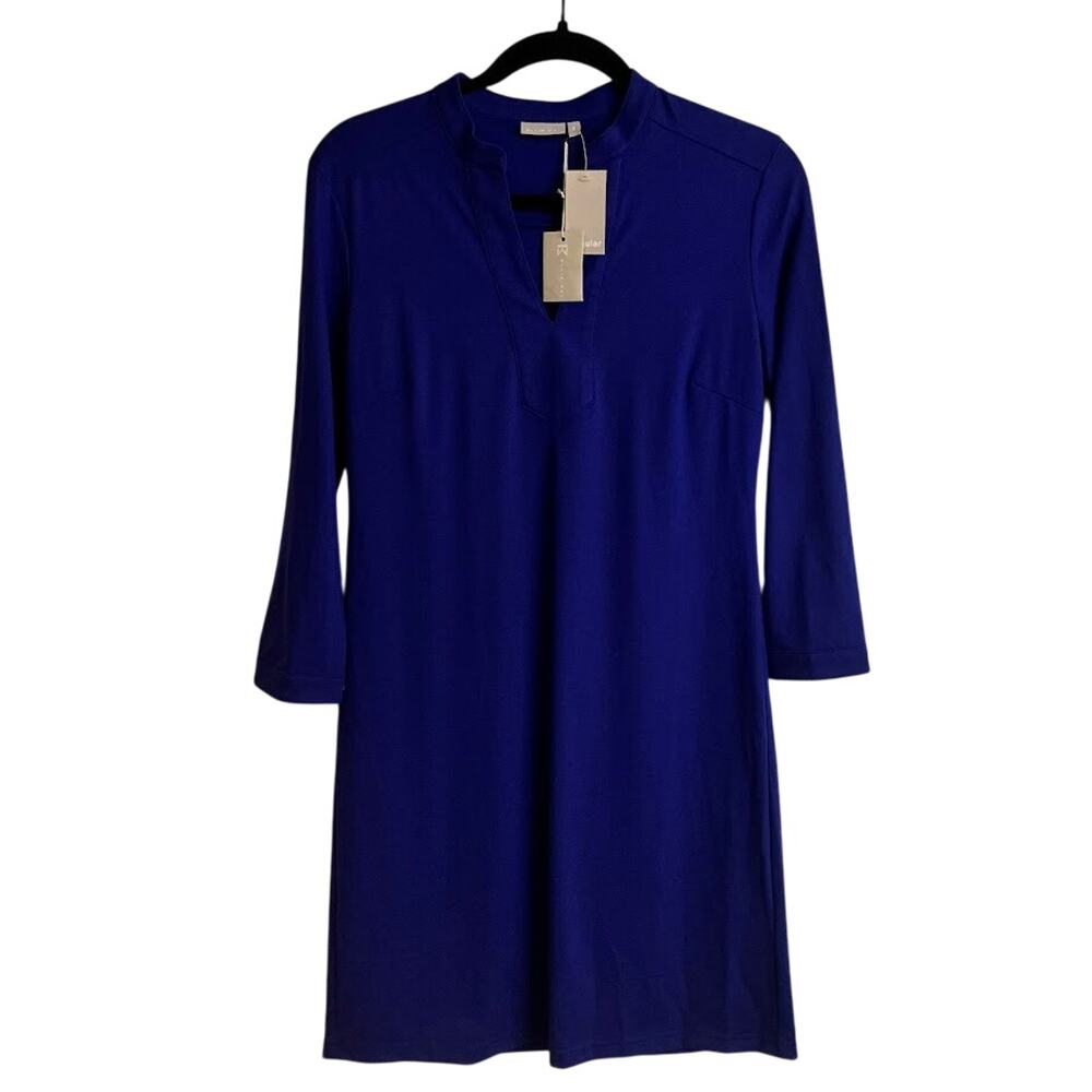 Ellie Kai Jersey Dress Royal Blue 3/4 Sleeve Notch Collar Mini Dress NEW Size 2